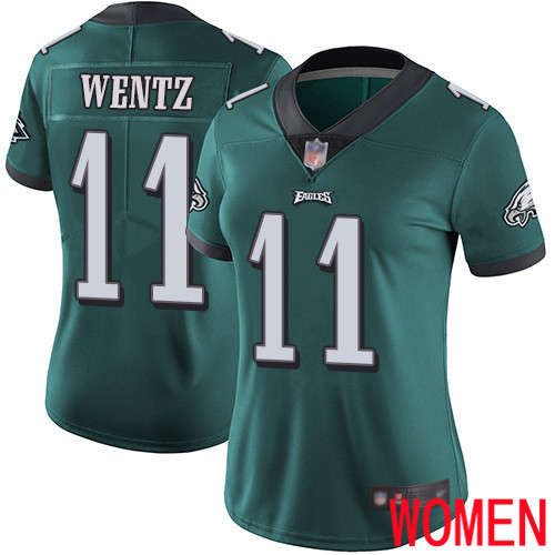 Women Philadelphia Eagles    #11 Carson Wentz Midnight Green Team Color Vapor Untouchable NFL Jersey Limited